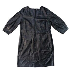 Eloquii Women’s Black Faux Leather Elegant Sleek Plus Size Dress Size 22